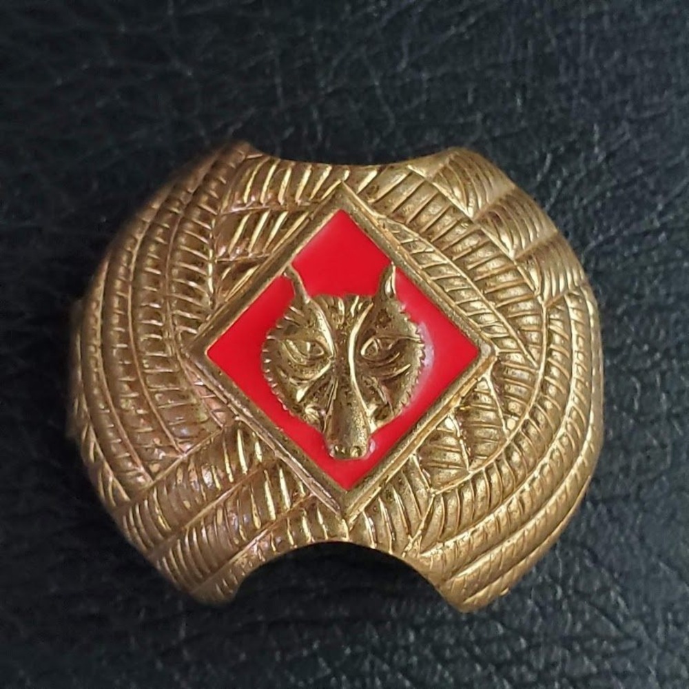 Vintage Boy Scouts of America Cub Scouts Wolf Neckerchief Slide Gold Tone Red